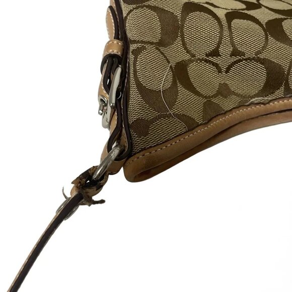Auth COACH Signature/Ergo 1468 Khaki Beige Jacquard Leather - Shoulder Bag - Picture 9 of 9